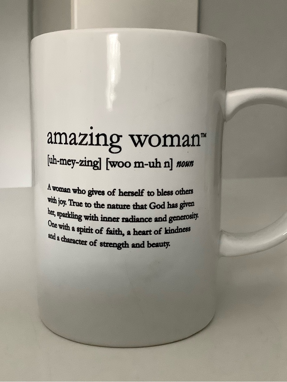 "Amazing Woman" White Ceramic Definition Mug